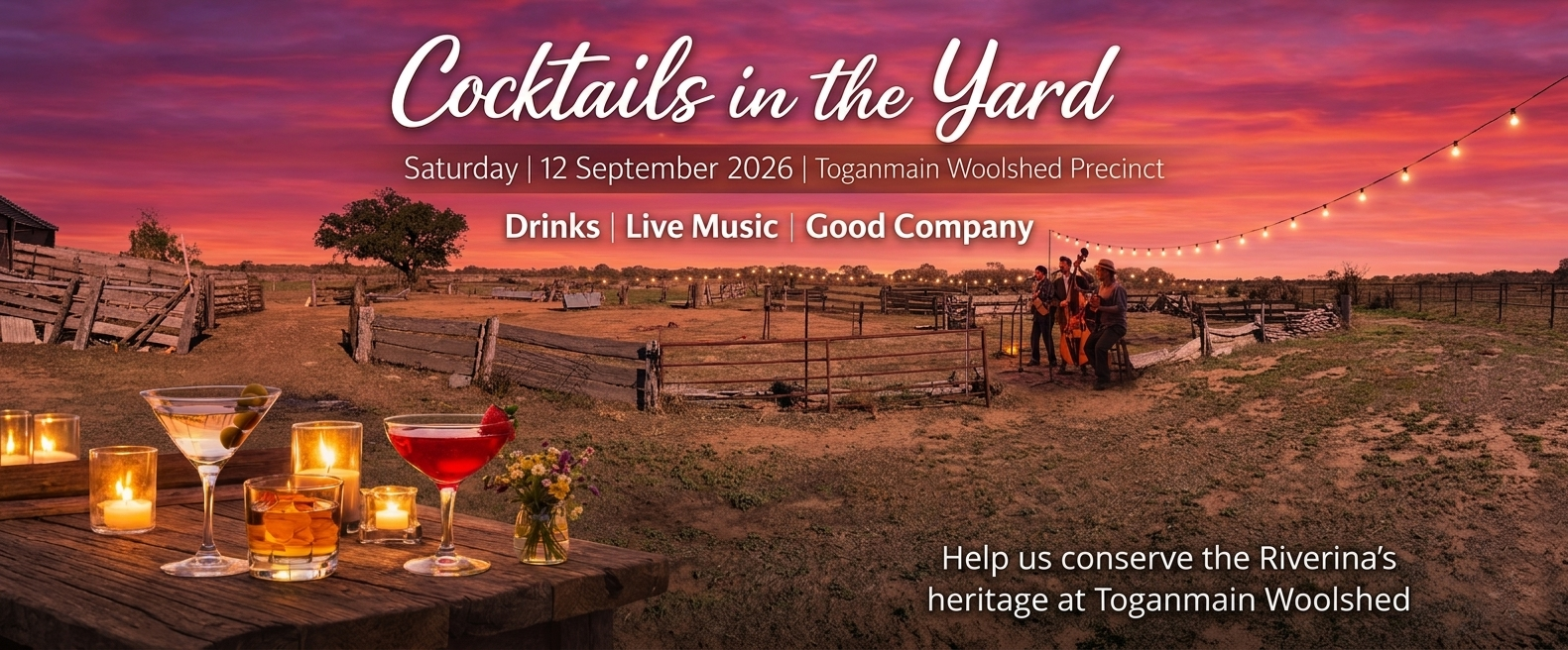 Cocktails in the Yard — Toganmain Woolshed