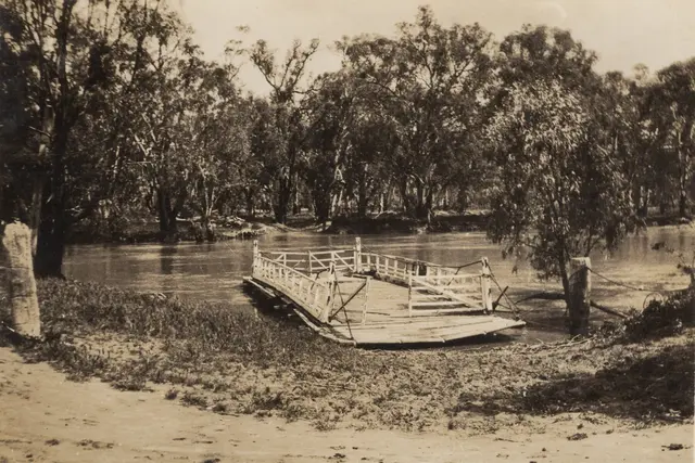 One of three punts used for ferrying sheep and cattle across the river