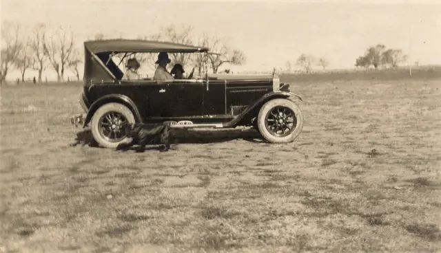 John Jnr, Ethel and Arn McBratney in the old Fiat