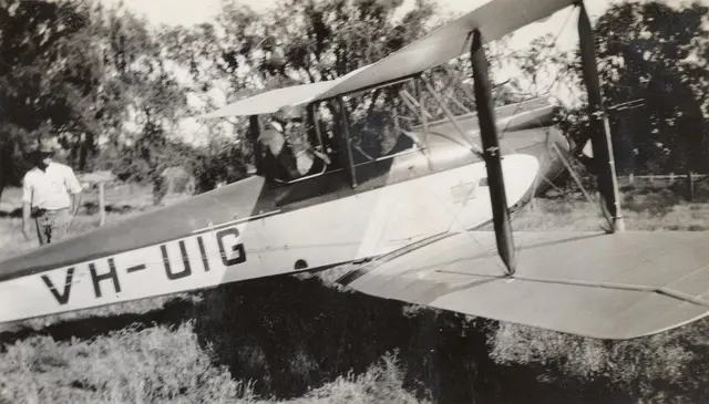 Colonel Johnson and Sir P. Morsen's plane at Toganmain, 1931